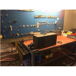 BLUE STEEL WORKBENCH WITH TOOLING BACKBOARD(NO CONTENTS INCLUDED)