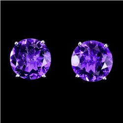 Natural Unheated Round Amethyst 10 MM Earrings