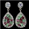 Image 1 : Natural Emerald Rhodolite Garnet Tanzanite Earrings