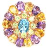 Image 2 : Natural SWISS BLUE TOPAZ PERIDOT AMETHYST CITRINE Ring