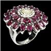 Image 2 : Natural Rhodolite Garnet & Sapphire  Ring