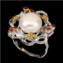Natural Pearl & Ruby Ring