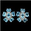 Image 1 : Natural  Swiss Blue Topaz 6x4mm Earrings