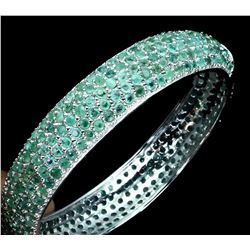 Natural Untreated Colombian Emerald Bangle