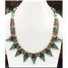 Image 1 : Tibet Hand Made Turquoise & Coral Necklace