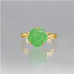 Lovly Hand Carved 5.45 Ct Jade Rose Ring