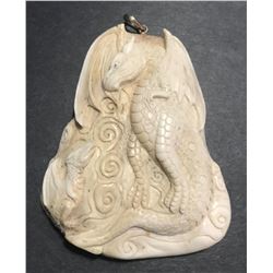 Hand Carved Antler Dragon Pendant