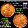 Image 1 : ***Auction Highlight*** 1914-d Lincoln Cent 1c Graded Gem+ Unc RB By USCG (fc)
