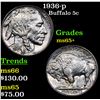 Image 1 : 1936-p Buffalo Nickel 5c Grades GEM+ Unc
