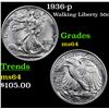 Image 1 : 1936-p Walking Liberty Half Dollar 50c Grades Choice Unc