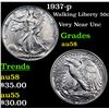 Image 1 : 1937-p Walking Liberty Half Dollar 50c Grades Choice AU/BU Slider