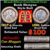 Image 1 : Mixed small cents 1c orig shotgun roll, 1917-s Wheat Cent, 1891 Indian Cent other end, McDonalds Wra