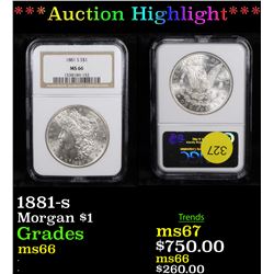 ***Auction Highlight*** NGC 1881-s Morgan Dollar $1 Graded ms66 By NGC (fc)