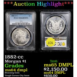 ***Auction Highlight*** PCGS 1882-cc Morgan Dollar $1 Graded ms64 dmpl By PCGS (fc)