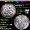 Image 1 : ***Auction Highlight*** 1886-p Rainbow Toned vam 6b R5 Morgan Dollar $1 Graded GEM+++ Unc By USCG (f
