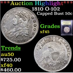 ***Auction Highlight*** 1810 O-102 Capped Bust Half Dollar 50c Graded xf+ By USCG (fc)