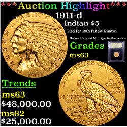 ***Auction Highlight*** 1911-d Gold Indian Half Eagle $5 Graded Select Unc By USCG (fc)