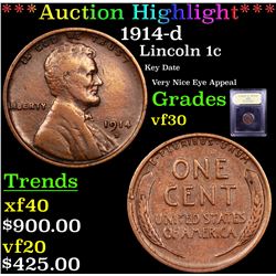 ***Auction Highlight*** 1914-d Lincoln Cent 1c Graded vf++ By USCG (fc)