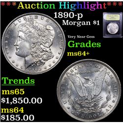 ***Auction Highlight*** 1890-p Morgan Dollar $1 Graded Choice+ Unc BY USCG (fc)