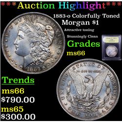 ***Auction Highlight*** 1883-o Colorfully Toned Morgan Dollar $1 Graded GEM+ Unc By USCG (fc)