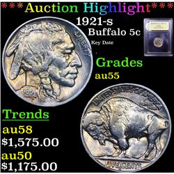 ***Auction Highlight*** 1921-s Buffalo Nickel 5c Graded Choice AU By USCG (fc)