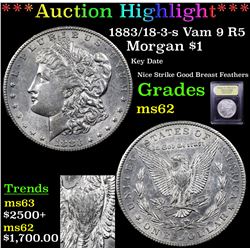 ***Auction Highlight*** 1883/18-3-s Vam 9 R5 Morgan Dollar $1 Graded Select Unc By USCG (fc)