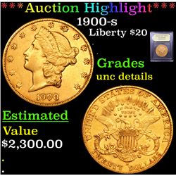 ***Auction Highlight*** 1900-s Gold Liberty Double Eagle $20 Graded Unc Details By USCG (fc)