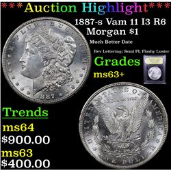 ***Auction Highlight*** 1887-s Vam 11 I3 R6 Morgan Dollar $1 Graded Select+ Unc By USCG (fc)