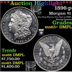 ***Auction Highlight*** 1896-p Morgan Dollar $1 Graded GEM+ DMPL By USCG (fc)