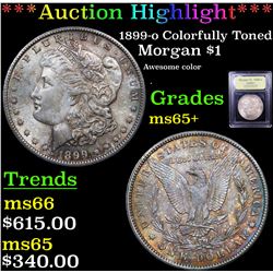 ***Auction Highlight*** 1899-o Colorfully Toned Morgan Dollar $1 Graded GEM+ Unc By USCG (fc)