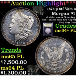 ***Auction Highlight*** 1878-p 8tf Vam 6 Morgan Dollar $1 Graded Choice Unc+ PL By USCG (fc)