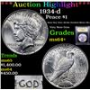 Image 1 : ***Auction Highlight*** 1934-d Peace Dollar $1 Graded Choice+ Unc BY USCG (fc)