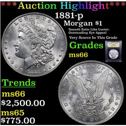 ***Auction Highlight*** 1881-p Morgan Dollar $1 Graded GEM+ Unc By USCG (fc)