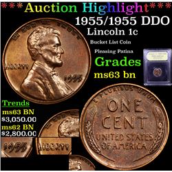 ***Auction Highlight*** 1955/1955 DDO Lincoln Cent 1c Graded Select Unc BN By USCG (fc)