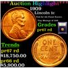 Image 1 : Proof ***Auction Highlight*** 1909 Lincoln Cent 1c Graded Gem++ Proof Red By USCG (fc)