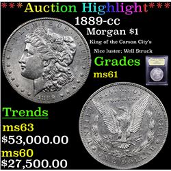 ***Auction Highlight*** 1889-cc Morgan Dollar $1 Graded BU+ By USCG (fc)