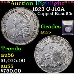 ***Auction Highlight*** 1823 O-110A Capped Bust Half Dollar 50c Graded Choice AU By USCG (fc)