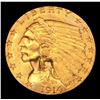 Image 2 : ***Auction Highlight*** 1914-d Gold Indian Quarter Eagle $2 1/2 Graded Select+ Unc By USCG (fc)