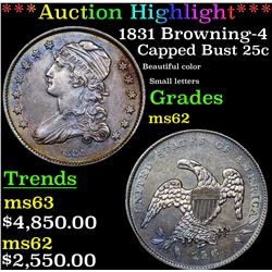 ***Auction Highlight*** 1831 Browning-4 Capped Bust Quarter 25c Graded Select Unc By USCG (fc)