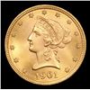 Image 2 : ***Auction Highlight*** 1901-p Gold Liberty Eagle $10 Graded GEM+ Unc By USCG (fc)