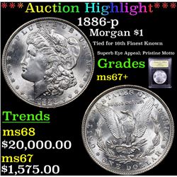***Auction Highlight*** 1886-p Morgan Dollar $1 Graded Gem++ Unc By USCG (fc)