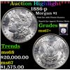 Image 1 : ***Auction Highlight*** 1886-p Morgan Dollar $1 Graded Gem++ Unc By USCG (fc)