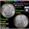Image 1 : ***Auction Highlight*** 1885-p Rainbow Toned Morgan Dollar $1 Graded GEM+ Unc By USCG (fc)