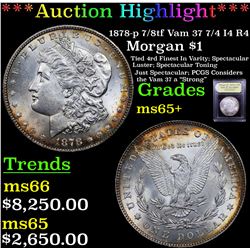 ***Auction Highlight*** 1878-p 7/8tf Vam 37 7/4 I4 R4 Morgan Dollar $1 Graded GEM+ Unc By USCG (fc)