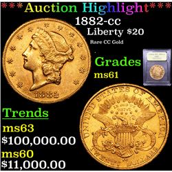 ***Auction Highlight*** 1882-cc Gold Liberty Double Eagle $20 Graded BU+ By USCG (fc)