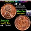 Image 1 : ***Auction Highlight*** 1914-d Lincoln Cent 1c Graded Select Unc BN By USCG (fc)
