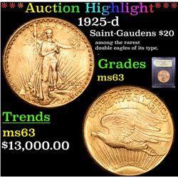***Auction Highlight*** 1925-d Saint-Gaudens $20  Graded Select Unc By USCG (fc)