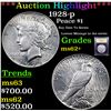 Image 1 : ***Auction Highlight*** 1928-p Peace Dollar $1 Graded Select Unc By USCG (fc)