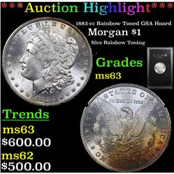 ***Auction Highlight*** 1883-cc Rainbow Toned GSA Hoard Morgan Dollar $1 Grades Select Unc (fc)