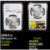 Image 1 : NGC 1883-o Morgan Dollar $1 Graded ms64 By NGC